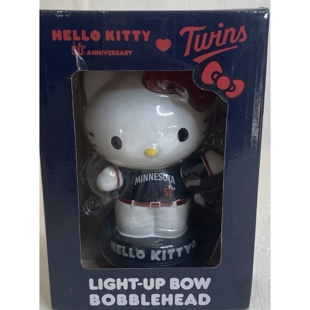 2024 Minnesota Twins Hello Kitty 50th Anniversary Light Up Bow Figurine NEW NIB